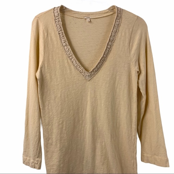 J. Crew Eggshell V Neck Long Sleeve Top - Picture 2 of 8
